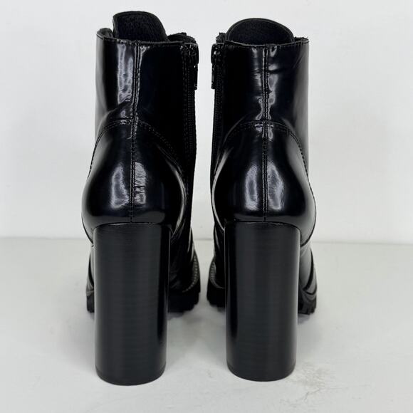 JEFFREY CAMPBELL Black Leather Bootie Lug Sole Chunky Block Heel Womens 6.5 Goth - Picture 7 of 11